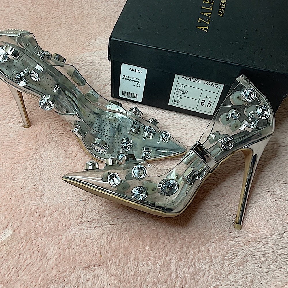 Azalea Wang Silver stiletto pump heels